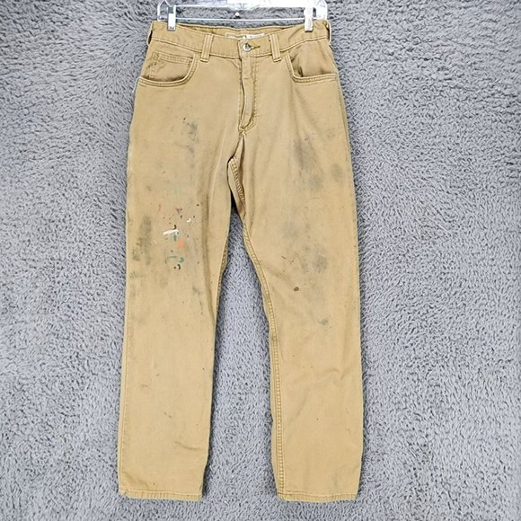 Carhartt Pants Mens 30x32 Rugged Flex Tan Stretch Low Rise Relaxed Fit Work Read